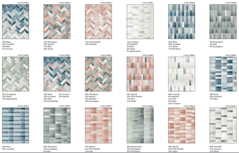 Tbrick flismønstre og fargekombinasjoner som baderomsfliser og kjøkkenfliser