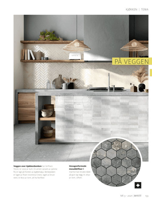 Tbrick ble anbefalt i BONYTT sin 2021, "Store Materialguiden" for kjøkken i 3. utgave.