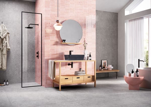 Tbrick Pink veggflis som baderomsfliser